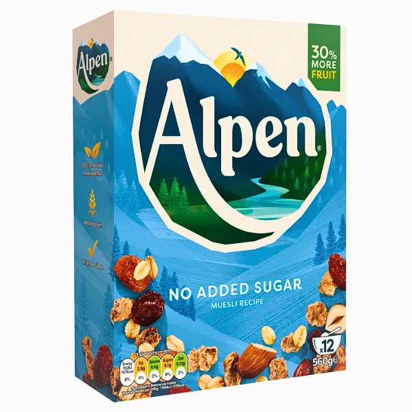 Alpen Müsli ohne Zuckerzusatz, 10 Packungen à 560g