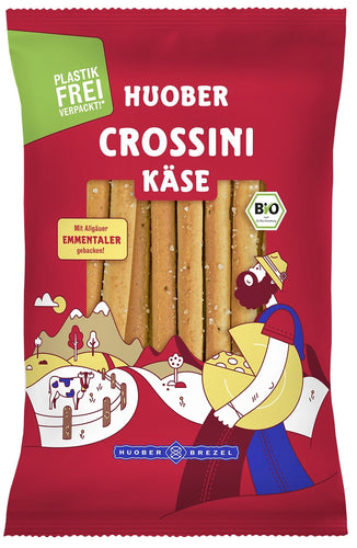HUOBER Bio Crossini Käse, plastikfrei verpackt, 12 Packungen à 100g