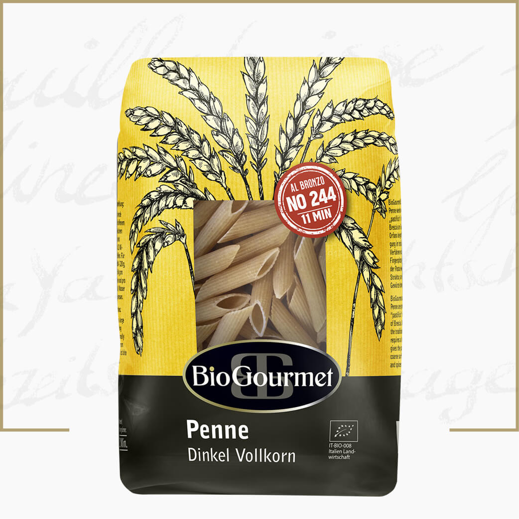 BioGourmet Penne Dinkel-Vollkorn No. 244, 12 Packungen à 500g