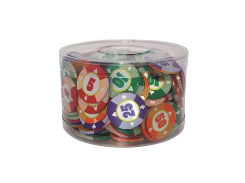 Casino Pokerchips aus Milchschokolade, 6 x 1 kg Dose (ca. 1111 Chips)