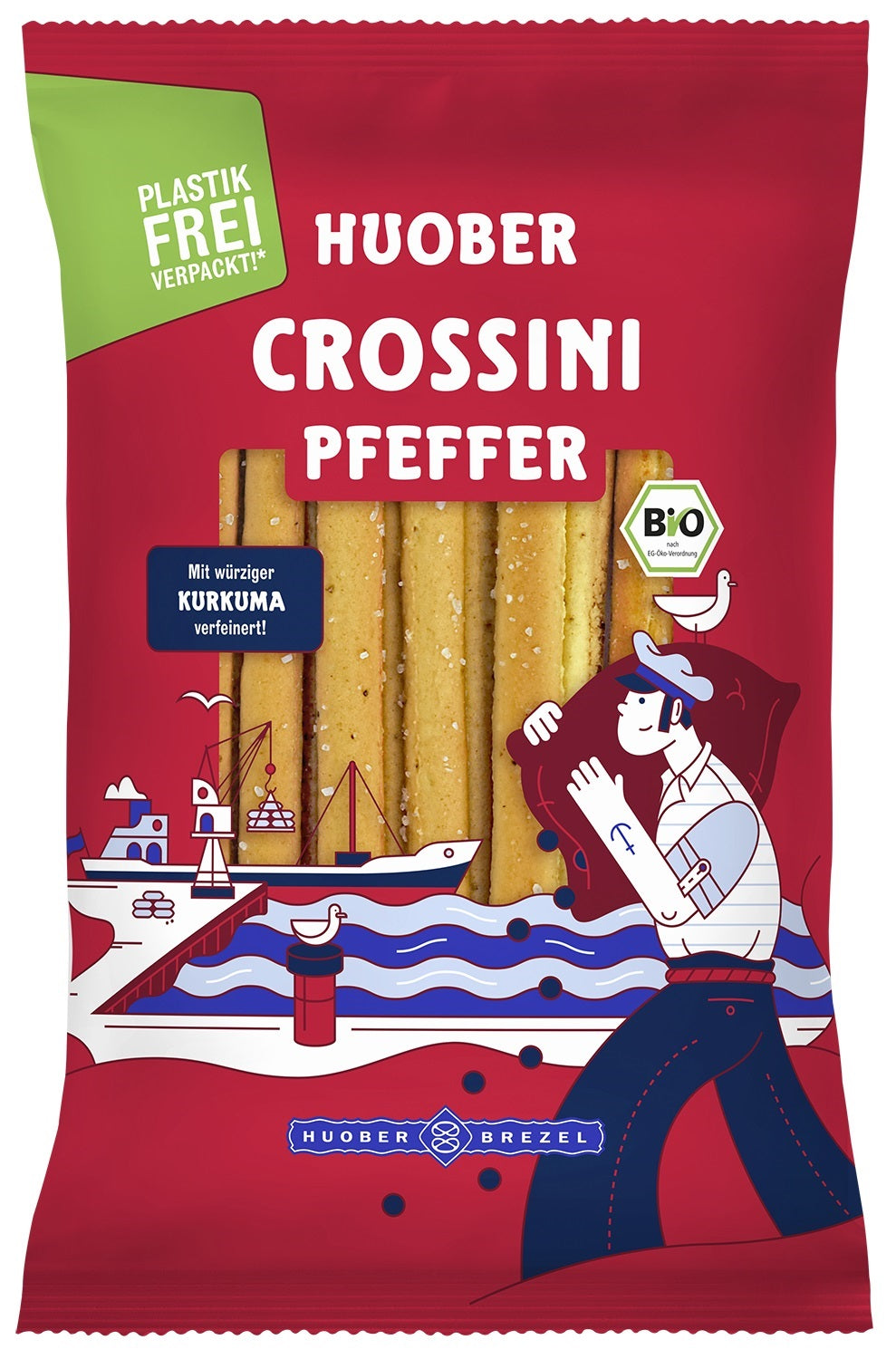 HUOBER Bio Crossini Pfeffer, plastikfrei verpackt, 12 Packungen à 100g