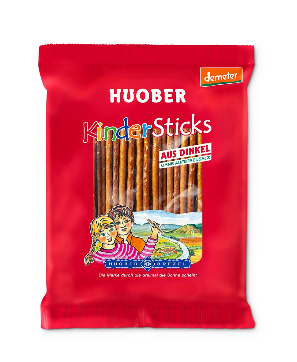 Huober KinderSticks aus Dinkel ohne Aufstreusalz, 12 Packungen à 100g, Bio